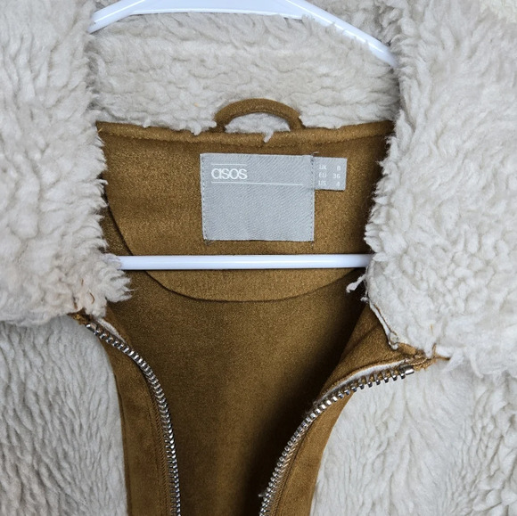 Asos Womens Tan Shearling Coat. - Picture 6 of 7